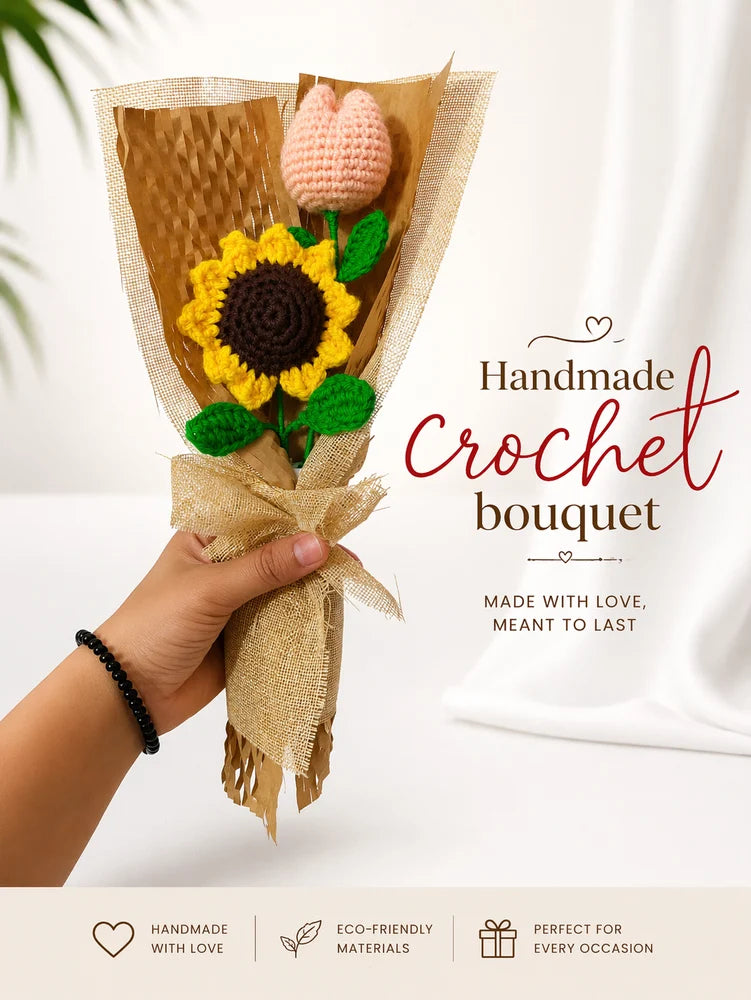 Crochet Flower Bouquet Tulip and Sunflower
