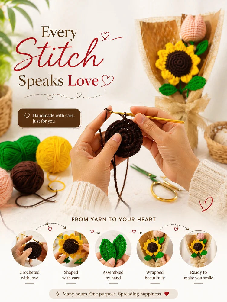 Crochet Flower Bouquet Tulip and Sunflower
