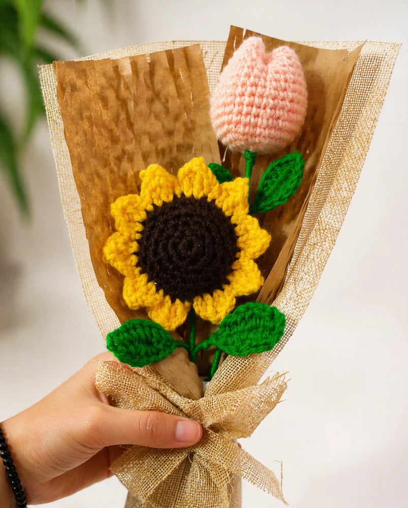 Crochet Flower Bouquet Tulip and Sunflower