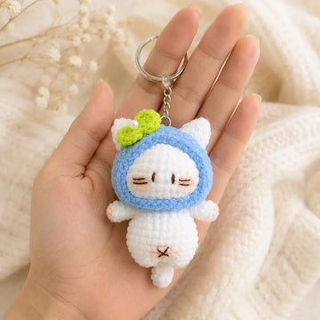 Amigurumi Cat Keychain | Handmade Crochet Bag Charm | Cute Mini Plush Gift for Cat Lovers