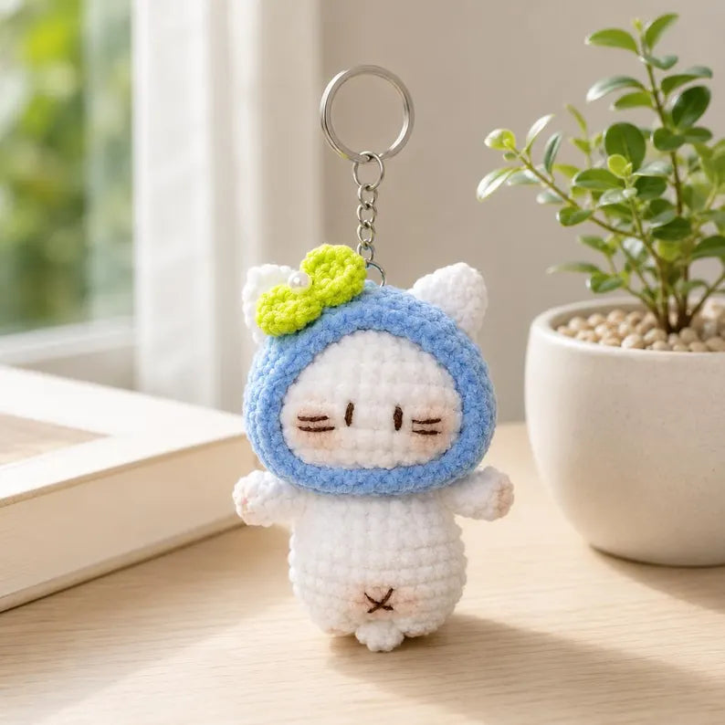 Amigurumi Cat Keychain | Handmade Crochet Bag Charm | Cute Mini Plush Gift for Cat Lovers