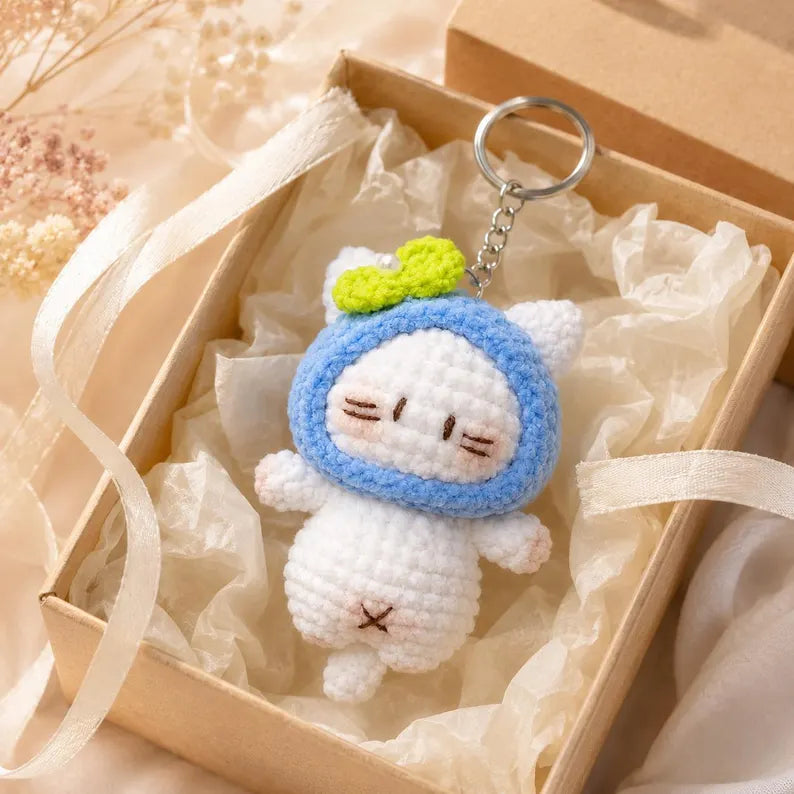Amigurumi Cat Keychain | Handmade Crochet Bag Charm | Cute Mini Plush Gift for Cat Lovers